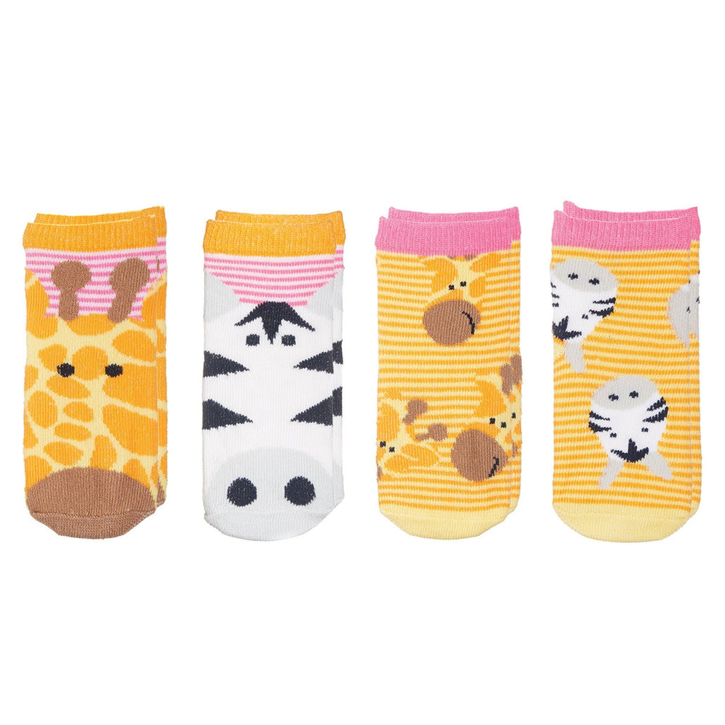 FLAPJACKKIDS - Kids Safari Socks Giraffe & Zebra - Two Giraffes Children's Footwear