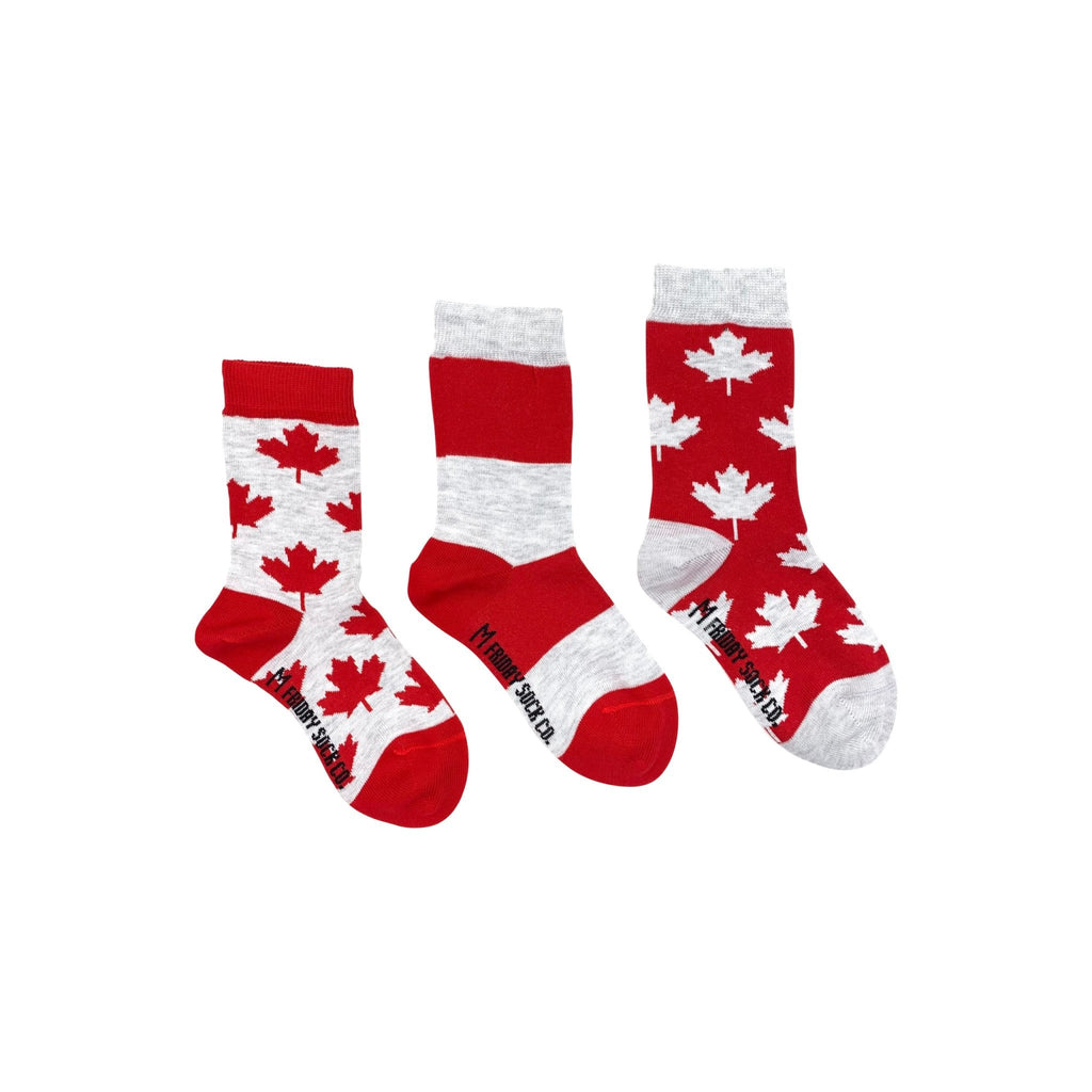 FRIDAY SOCK CO. - Kid’s Grey & Red Maple Leaf Socks - Two Giraffes Children's Footwear