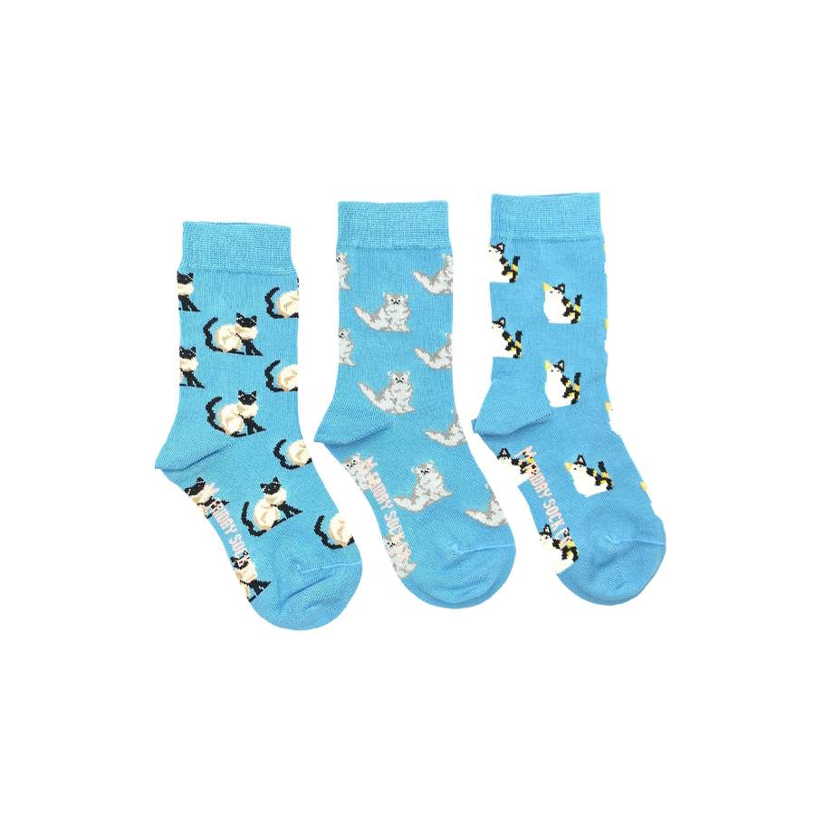 FRIDAY SOCK CO - Kid's Three Cat Socks - Two Giraffes Children's Footwear