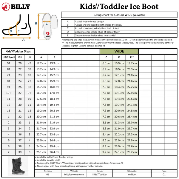 BILLY FOOTWEAR - Billy Ice WIDE Winter Boots - Two Giraffes Children's Footwear