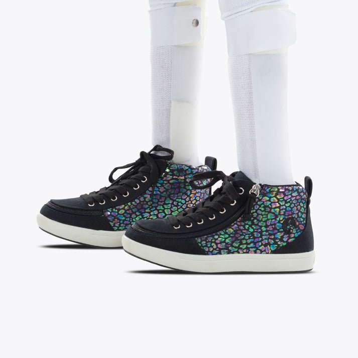 BILLY FOOTWEAR - Black Leopard Classic Lace Highs - Two Giraffes Children's Footwear