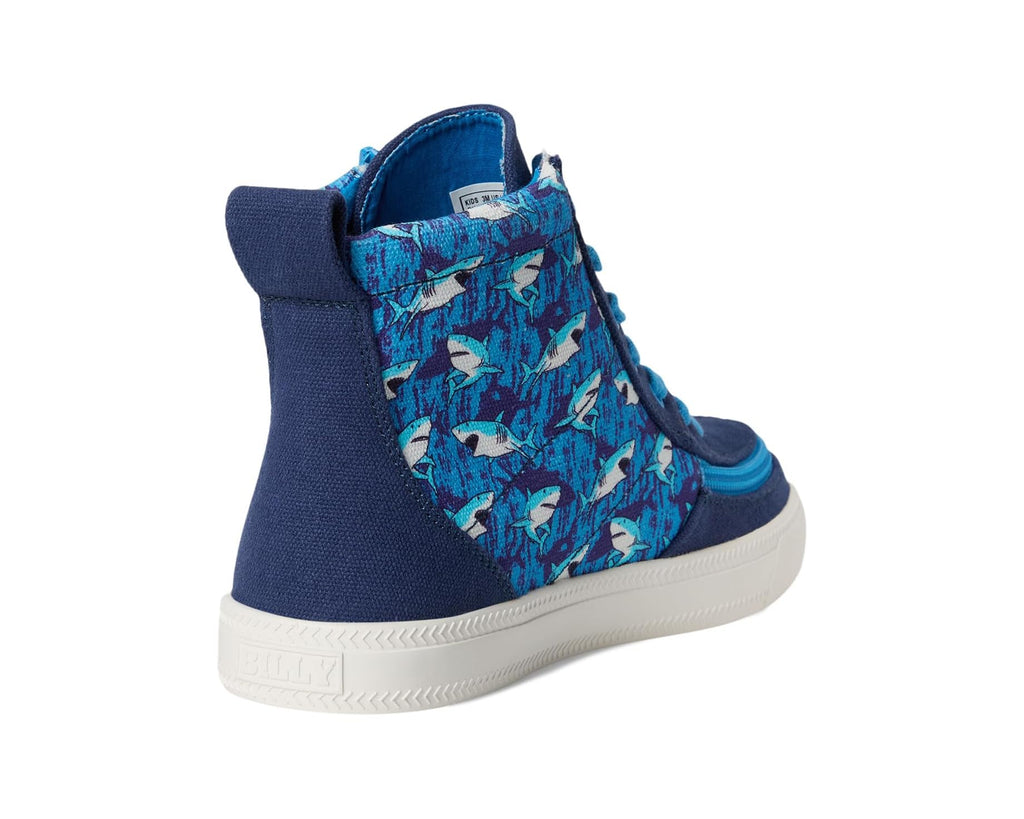 BILLY FOOTWEAR - Blue Sharks Billy Classic Lace Highs - Two Giraffes Children's Footwear
