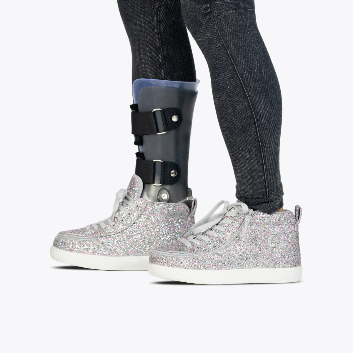 BILLY FOOTWEAR - Silver Multi Glitter BILLY Classic D|R II High - Two Giraffes Children's Footwear