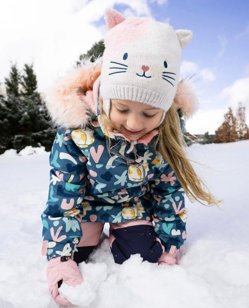 Deux par Deux - Lined Knit Hat With Ears Off - White And Pink - Two Giraffes Children's Footwear