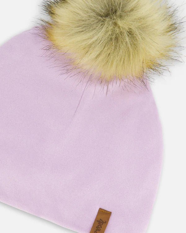 Deux par Deux - Mid - Season Jersey Detachable Pompom Hat Lilac - Two Giraffes Children's Footwear