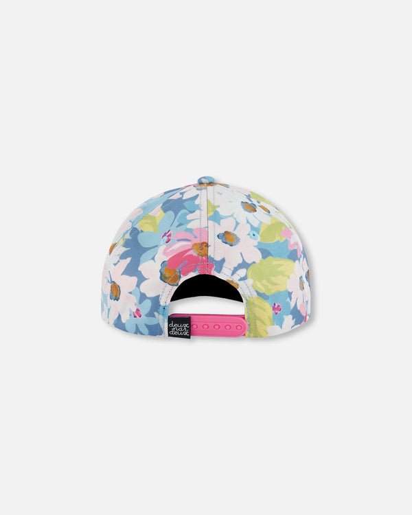 Deux par Deux - Printed Cap White, Pink, And Green Flowers - Two Giraffes Children's Footwear
