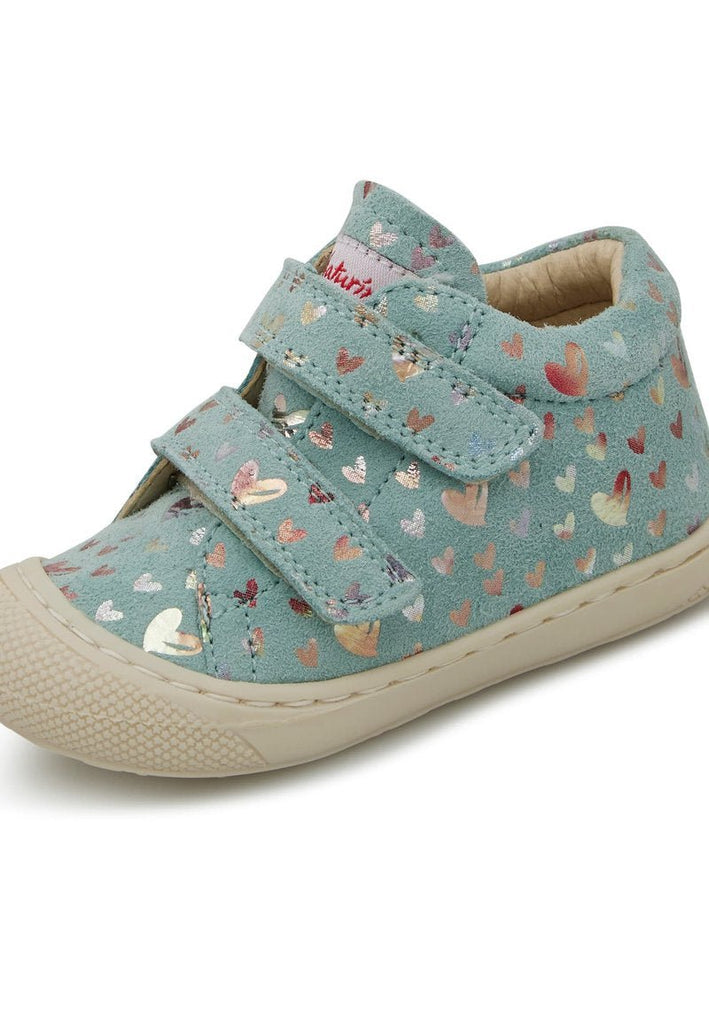NATURINO - Cocoon VL - Teal Sparkle Heart - Two Giraffes Children's Footwear