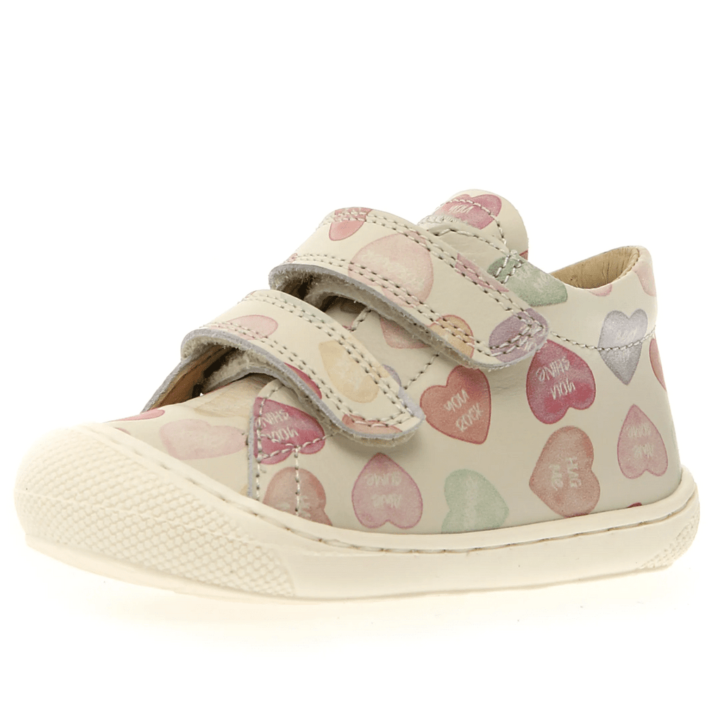 NATURINO - Cocoon VL - White Hearts - Two Giraffes Children's Footwear