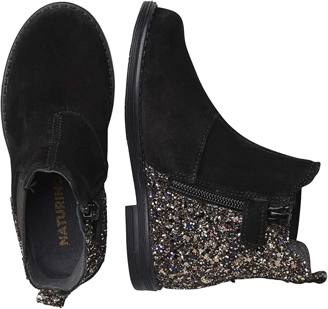 NATURINO - Derino - Suede Black/Glitter - Two Giraffes Children's Footwear