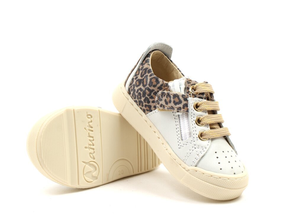 NATURINO - Trajan Zip - White Leopard - Two Giraffes Children's Footwear