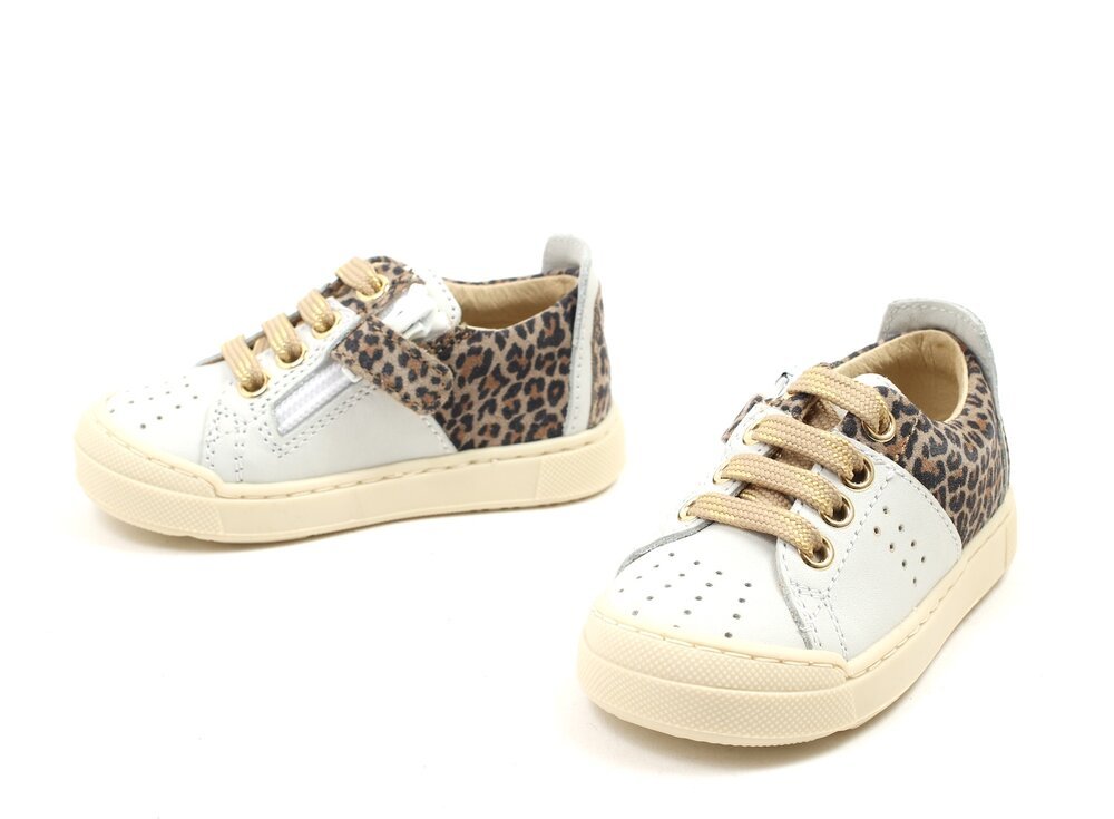 NATURINO - Trajan Zip - White Leopard - Two Giraffes Children's Footwear