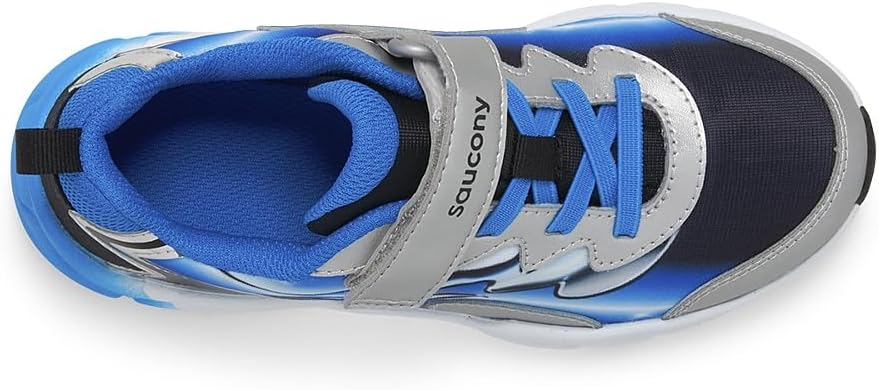 Saucony - Big Kid's Flash A/C 3.0 Sneaker - Black/Blue/Chrome - Two Giraffes Children's Footwear