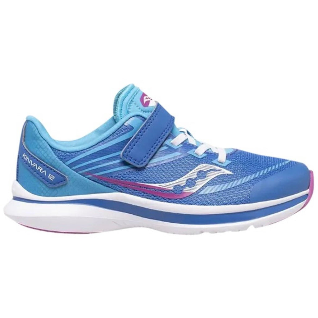 SAUCONY - Big Kid's Kinvara 12 A/C Sneaker, Blue/Pink - Two Giraffes Children's Footwear