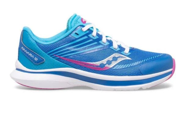 SAUCONY - Big Kid's Kinvara 12 Sneaker, Blue/Purple - Two Giraffes Children's Footwear