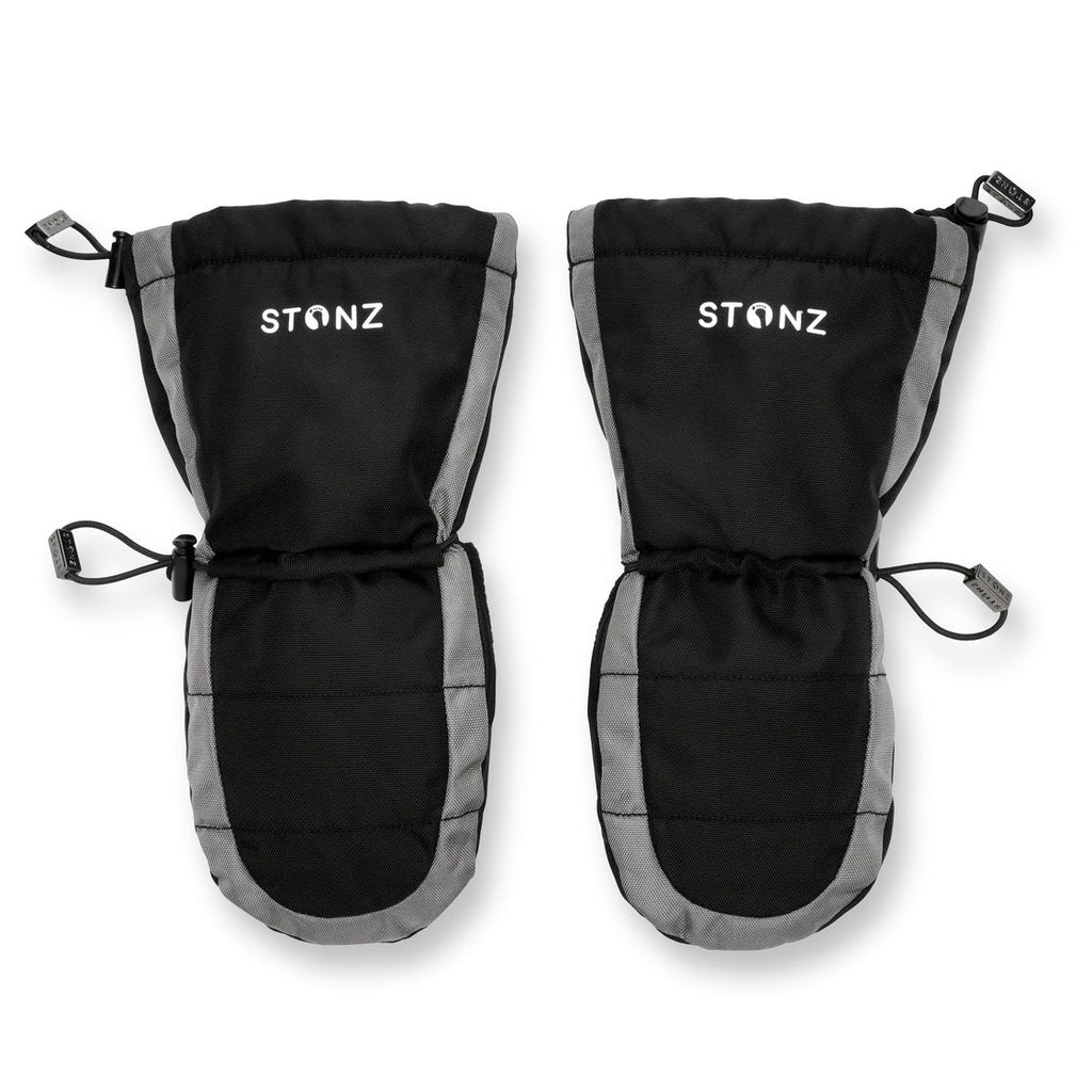 STONZ - Snow Mitt Kid - Easy - on, Insulated, Waterproof Mittens - Black/Grey - Two Giraffes Children's Footwear