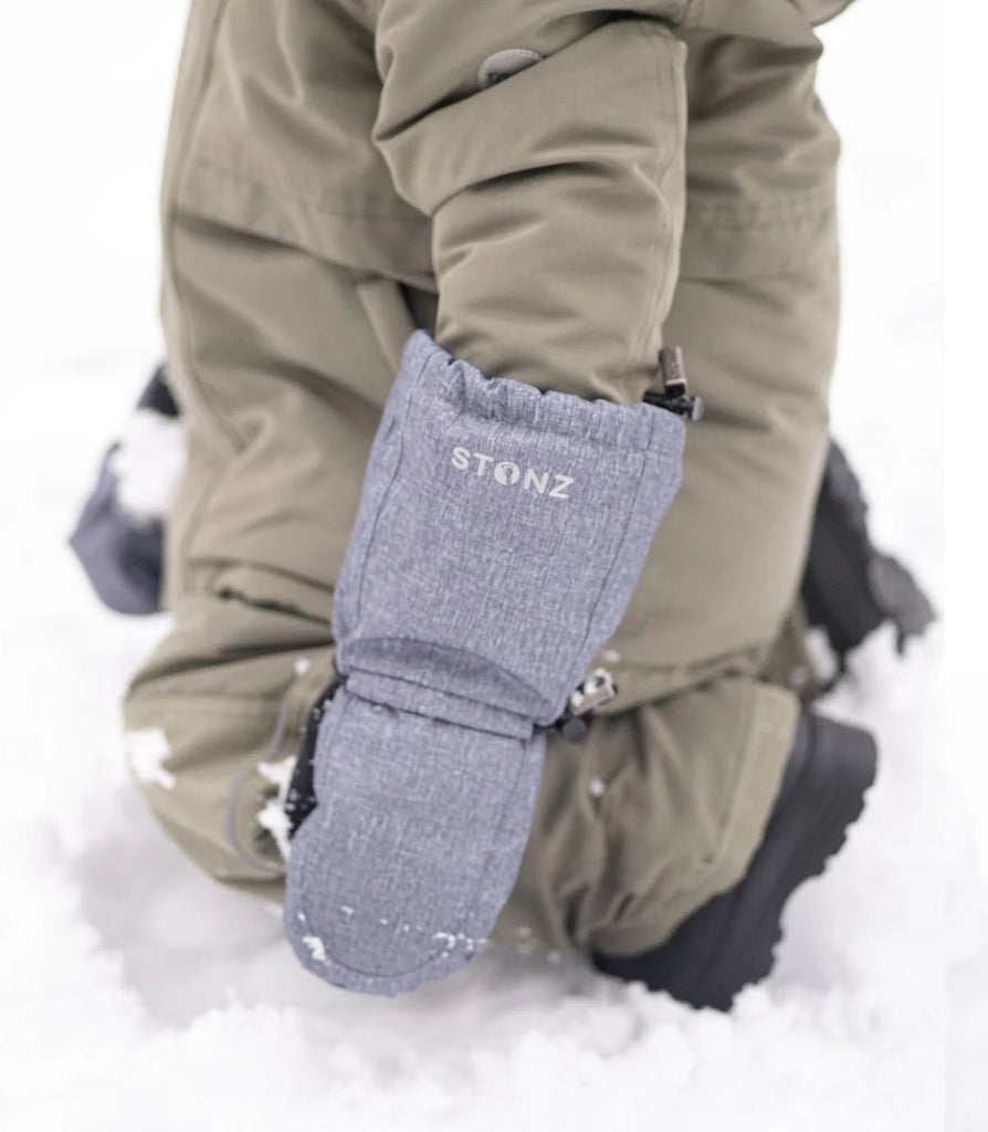 STONZ - Snow Mitt Kid - Easy - on, Insulated, Waterproof Mittens - Heather Grey - Two Giraffes Children's Footwear