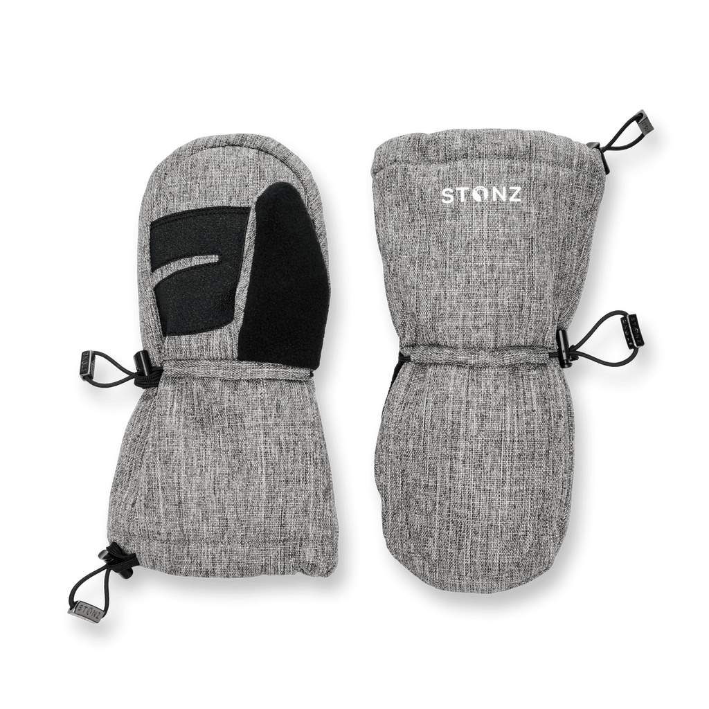 STONZ - Snow Mitt Kid - Easy - on, Insulated, Waterproof Mittens - Heather Grey - Two Giraffes Children's Footwear