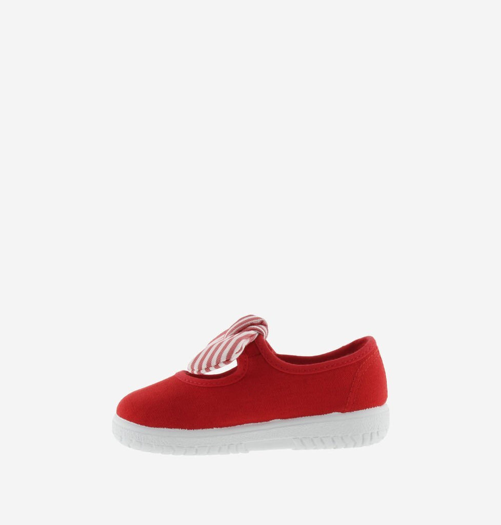 VICTORIA - OJALÁ MARY - JANES STRIPED CANVAS - ROJO/RED - Two Giraffes Children's Footwear