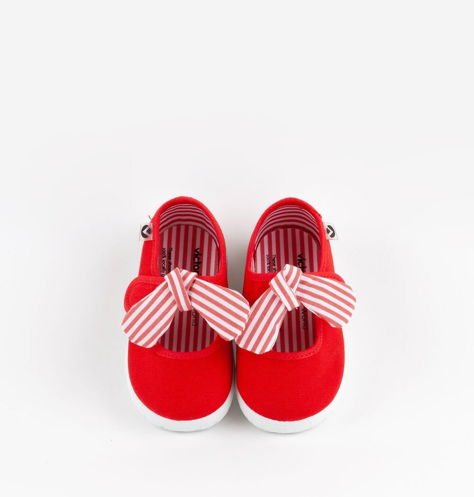 VICTORIA - OJALÁ MARY - JANES STRIPED CANVAS - ROJO/RED - Two Giraffes Children's Footwear