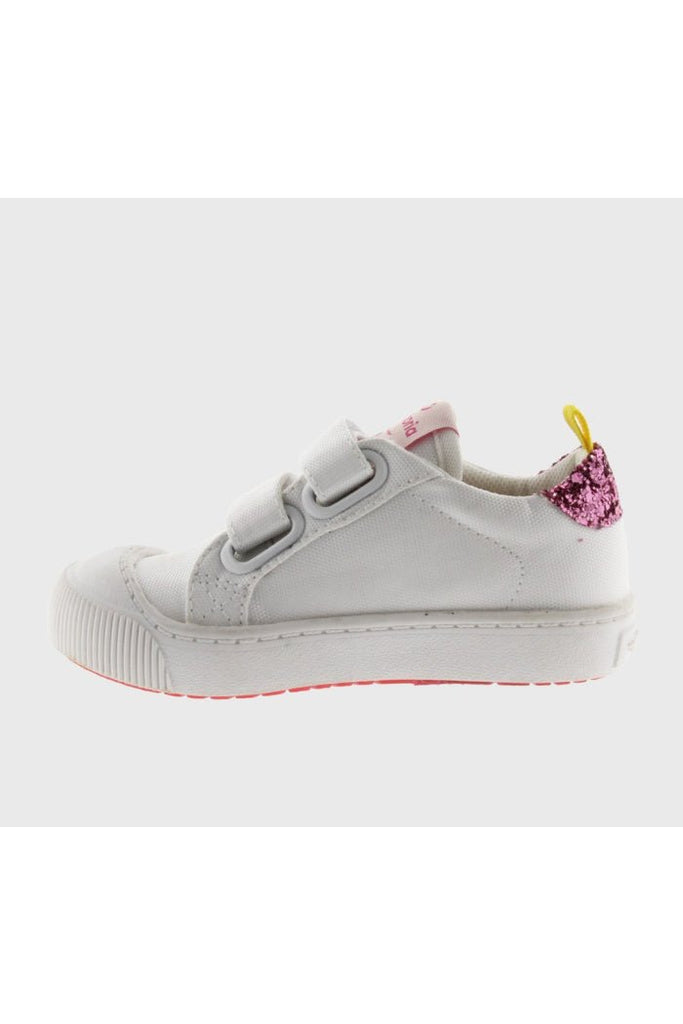 VICTORIA - TRIBU CANVAS TRAINERS - White/Pink Sparkle - Two Giraffes Children's Footwear