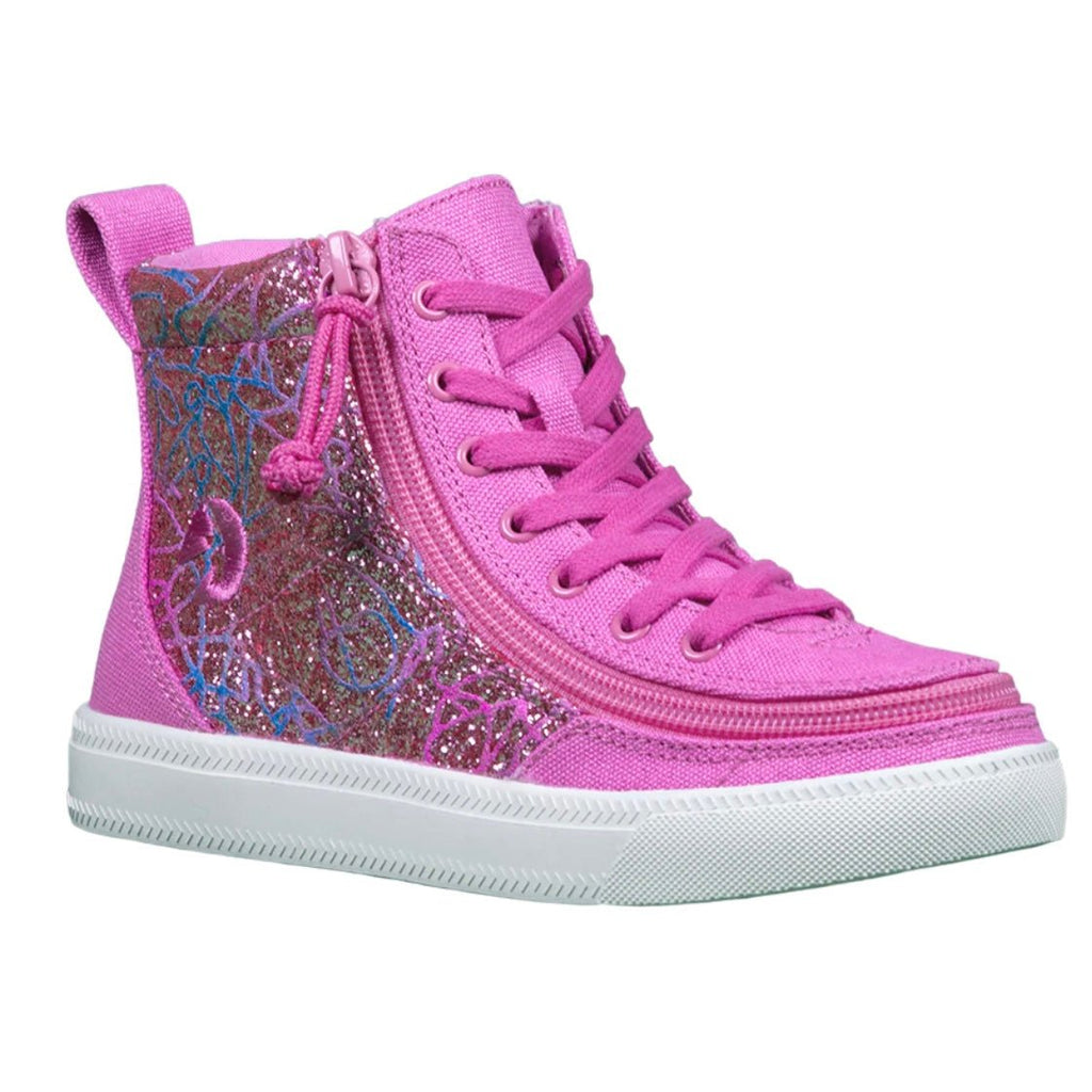 BILLY FOOTWEAR - Pink Printed Canvas BILLY Classic Lace Highs - Two Giraffes Children's Footwear