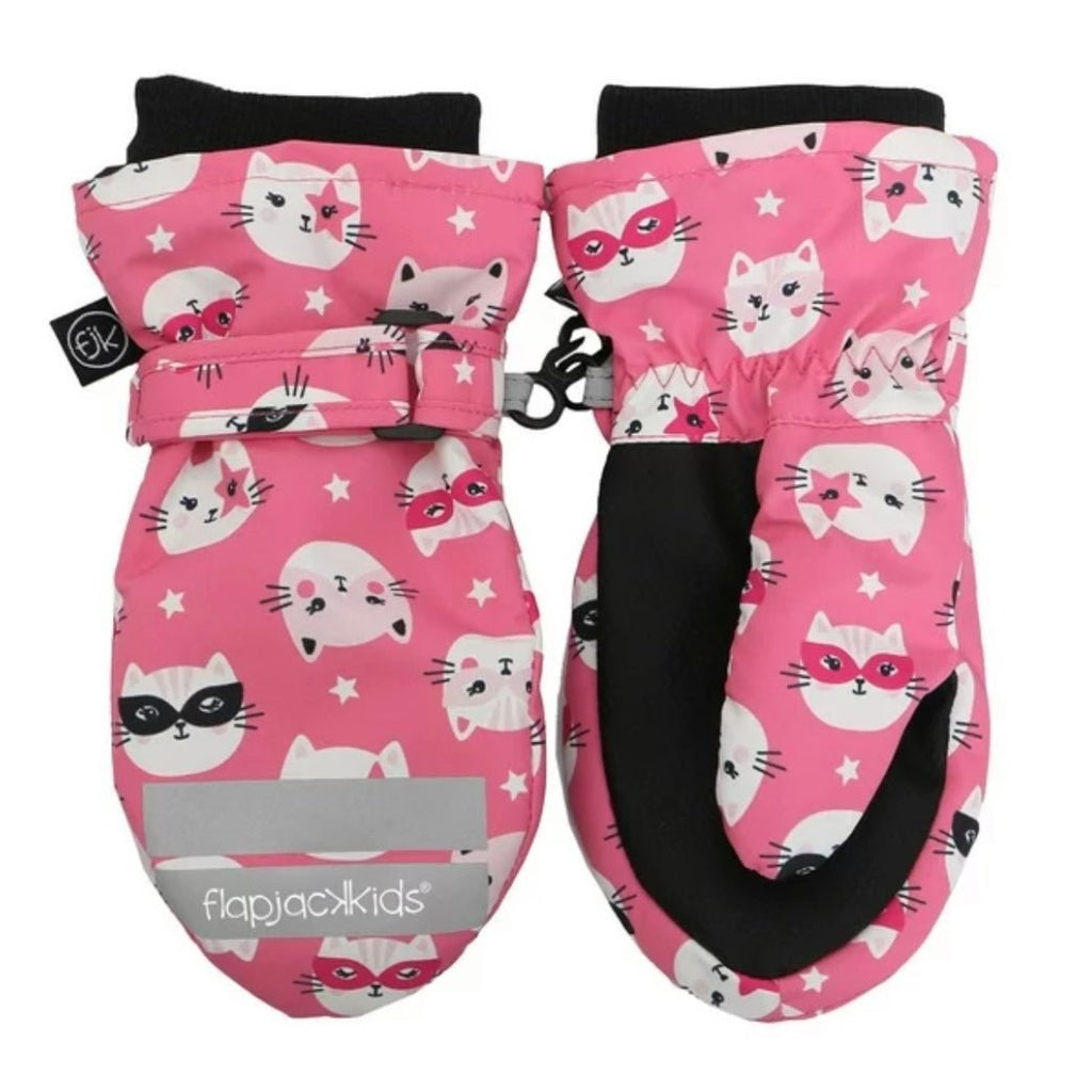 FLAPJACKKIDS - Water Repellent Ski Mittens - Pink Kitten - Two Giraffes Children's Footwear