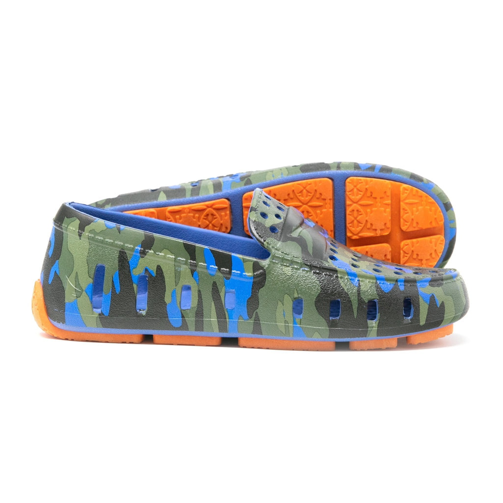 Floafers - Prodigy Driver - Blue Camo/Orange - Two Giraffes Children's Footwear