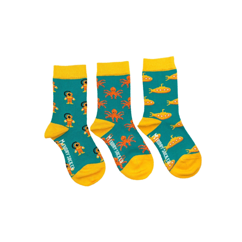 FRIDAY SOCK CO - Kid's Diver, Submarine, & Octopus Socks - Two Giraffes Children's Footwear