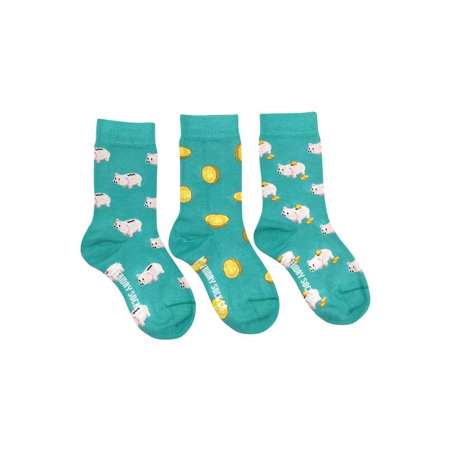 FRIDAY SOCK CO - Kid's Piggy Bank Socks - Two Giraffes Children's Footwear