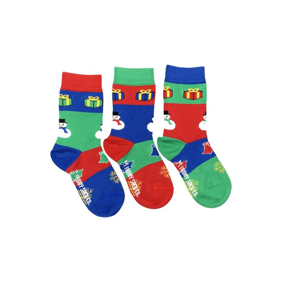 FRIDAY SOCK CO - Kid's Ugly Christmas Snowman Socks - Two Giraffes Children's Footwear