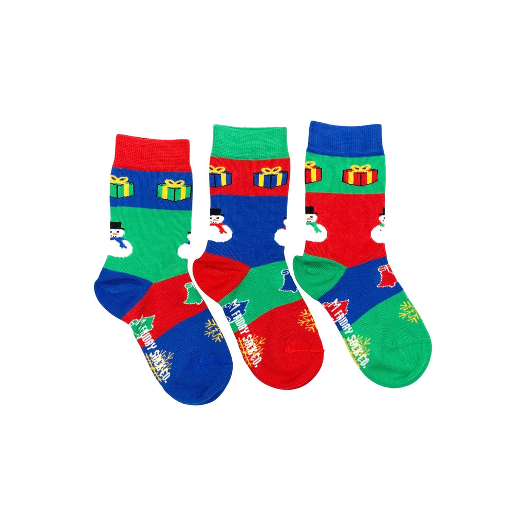 FRIDAY SOCK CO. - Kid’s Ugly Christmas Snowman Socks - Two Giraffes Children's Footwear