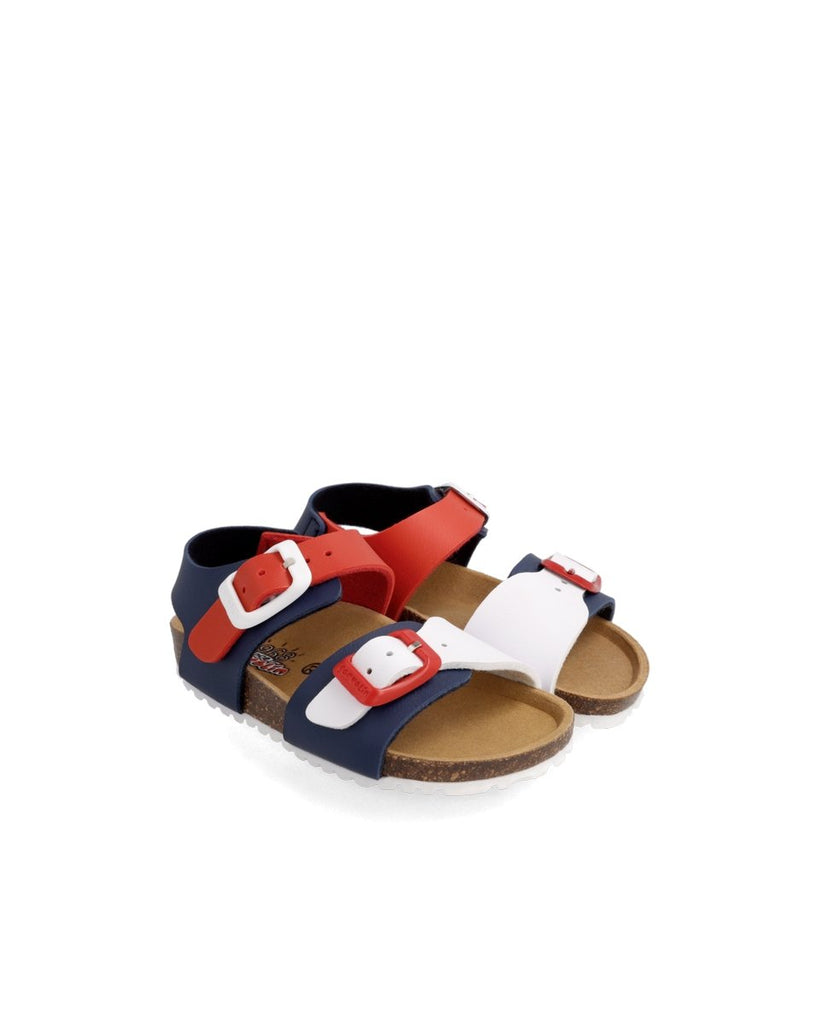 Garvalin - Bio Sandal- Azul Marino Navy/Red/White - Two Giraffes Children's Footwear