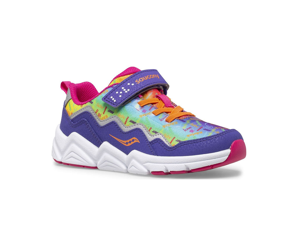 SAUCONY - Big Kid's Flash A/C 2.0 Sneaker, Rainbow Love - Two Giraffes Children's Footwear