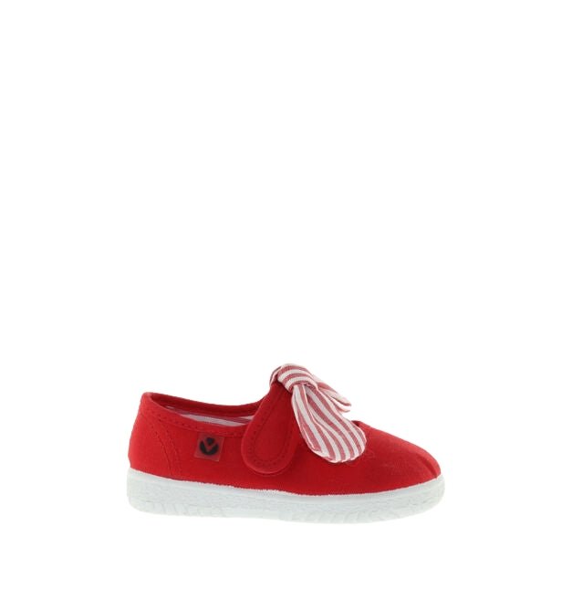 VICTORIA - OJALÁ MARY-JANES STRIPED CANVAS - ROJO/RED - Two Giraffes Children's Footwear